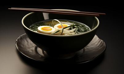 Japanese style noodles and boiling eggs 