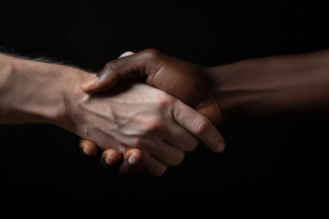 Shaking hands sealing a deal between collaborators. AI generative.