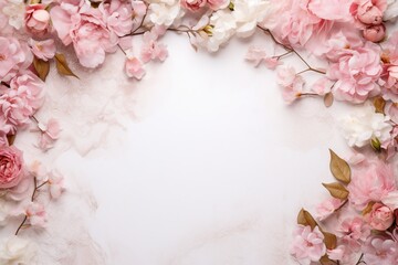 A frame designed for a background, featuring a floral border with a white copy space in a watercolor style.