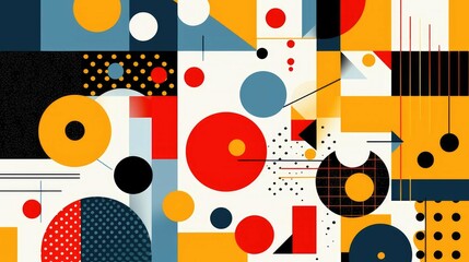 abstract art poster with squares and circles shapes and figures, wallpaper and postcard, flyer 