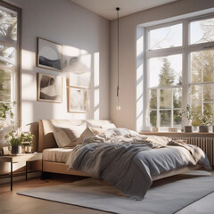 Bedroom Bliss: Discover the Serene Elegance of a Modern Sanctuary in this Captivating Interior Shot!