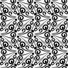 Monochrome repeating national pattern. Seamless abstract background. Symmetrical texture. Handmade on the ornament