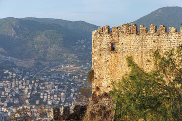 Ruins of an old fortress tower in Alanya.