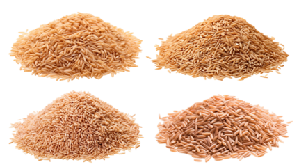 Set of brown rice piles, cut out