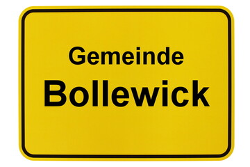 Illustration eines Ortsschildes der Gemeinde Bollewick in Mecklenburg-Vorpommern