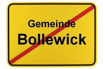 Illustration eines Ortsschildes der Gemeinde Bollewick in Mecklenburg-Vorpommern