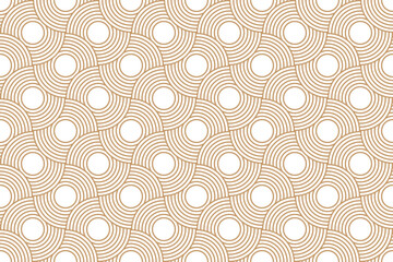 Luxury geometric seamless art deco pattern gold with circle line on white background. vector illustration - obrazy, fototapety, plakaty