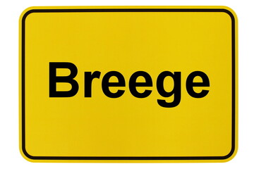 Illustration eines Ortsschildes der Gemeinde Breege in Mecklenburg-Vorpommern