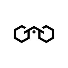 letter GG with home concept logo
