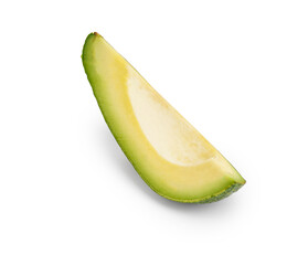 Piece of fresh ripe avocado on white background