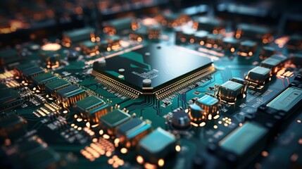 Obraz premium Close-Up on an Advanced GPU RAM Microchip. Cutting-Edge Technology