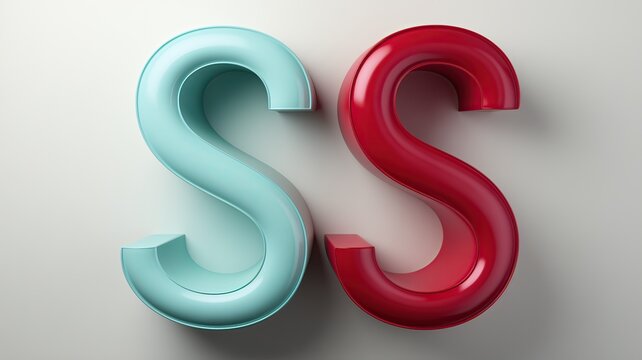 SS palabra escrita con la letra S azul y la S roja sobre fondo blanco pálido, visto de frente, ajusta colores, seguridad social, salud, sanidad, cartel causa