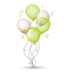 illustration of a bunch of balloons, illustration of balloons, green and white balloons