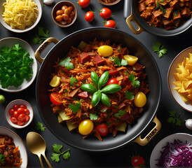 Polish Culinary Palette: A Vibrant Feast of Bigos, Kurchak, and Krupe Delights. generative AI