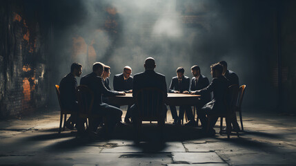 People sitting around a round table with one being a leader