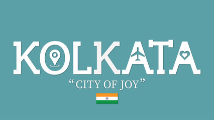 Kolkata, city of Joy concept typography illustration