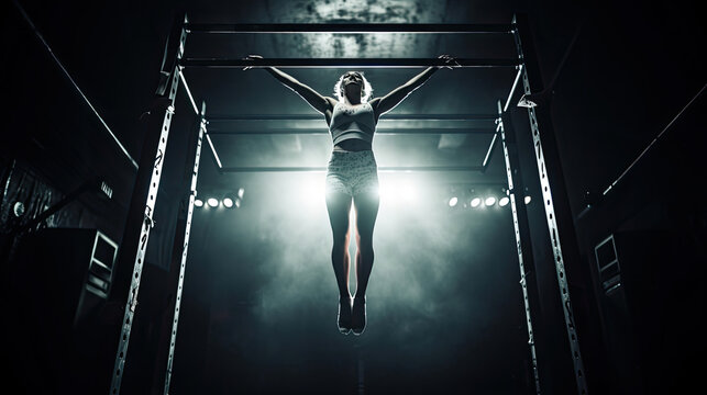 Gymnast's perfect handstand on parallel bars