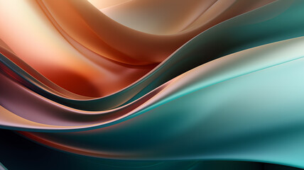 Flowing Lines Background in Soft Green, Caramel and Pink - Generative AI