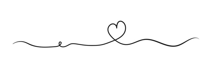 Heart love one line drawing art, vector frame