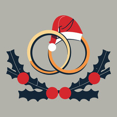 graphic christmas wedding rings on gray background