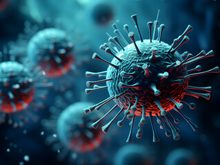 Microscopic image of viruses. Cool tones. Crown.