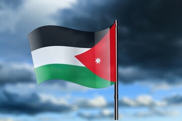 Palestine waving national flag in the wind.