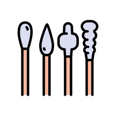Cotton swab, clean, medical, tool, stick free vector color icon