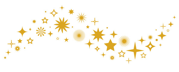 Christmas banner with golden stars and fireworks. Vector illustration.