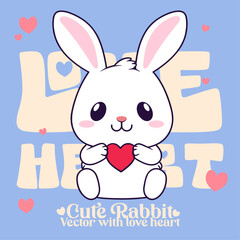 Adorable Rabbit with Heart in a Valentine’s Day Gala: Cartoon Vector Design