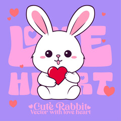 Cute Rabbit with Heart Participating in Valentine’s Day Festivities: Cartoon Vector Image