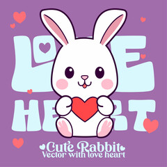 Valentine’s Day Extravaganza with a Sweet Rabbit and Heart: Cartoon Vector Sketch