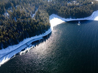 Aerial view of Golyam Beglik Reservoir, Bulgaria