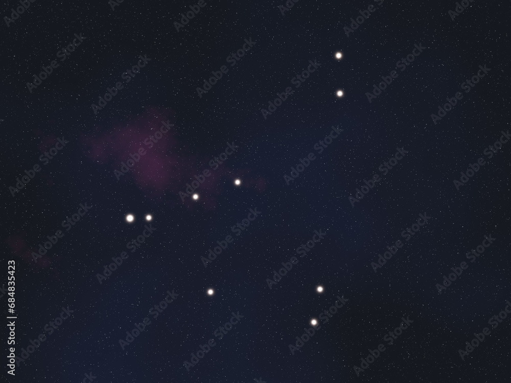 Wall mural capricornus constellation stars in outer space. 3d rendered illustration. elements of this image wer