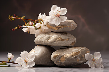 spa   stone zen orchid, beauty stones on  nature, health  therapy  relaxation