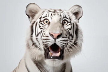 funny white tiger with surprised face