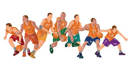 Basketball vector colorful illustration. Silhouettes of basketball players. © Aliaksei Chernev