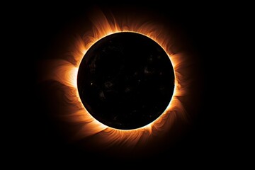 Fototapeta na wymiar Breathtaking view of a mesmerizing solar eclipse with vibrant colors in a clear blue sky