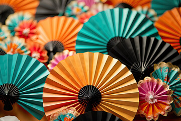 A bunch of colorful umbrellas sitting next to each other created with generative AI technology - Powered by Adobe