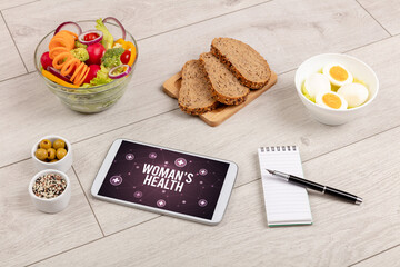 Fototapeta na wymiar Tablet Pc with fruits, healthy concept concept concept