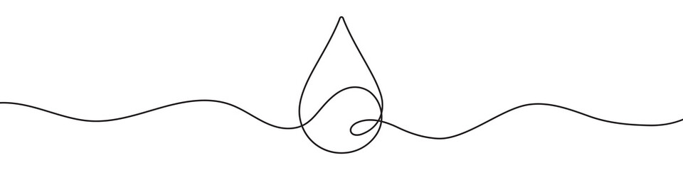 A Graphic Sketch of Nature's Liquid Beauty. Continuous line drawing of drop. Water drop line icon. One line drawing background. Vector illustration. Aqua drop Continuous line icon - obrazy, fototapety, plakaty