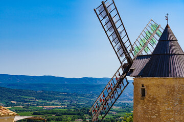 Wind mill in Saint-Saturnin-les-Apt village in France