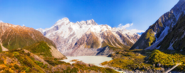 NZ Mt Cook Mueller Lake Pan