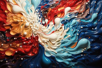 Obraz na płótnie Canvas digital art depicts a vivid, organic fusion of red and blue fluid shapes with a lively, abstract feel against a black backdrop.