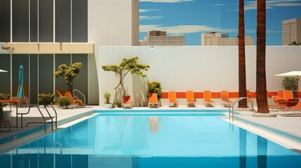 hotel pool, las vegas, award winning photography. copy space, 16:9