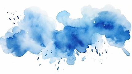 Blue watercolor stains isolated on white background , created with Generative Ai technology.