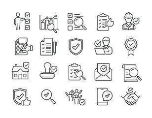 Inspection line icons. Editable stroke. For website marketing design, logo, app, template, ui, etc. Vector illustration.
