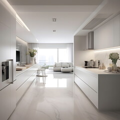 Scandinavian interior Kitchen with White color theme