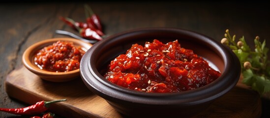 Korean food's spicy and sweet fermented condiment, Gochujang (red chili paste).