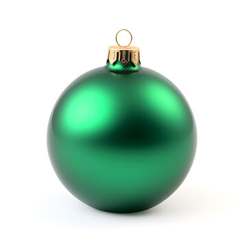 Green christmas ball isolated on white background