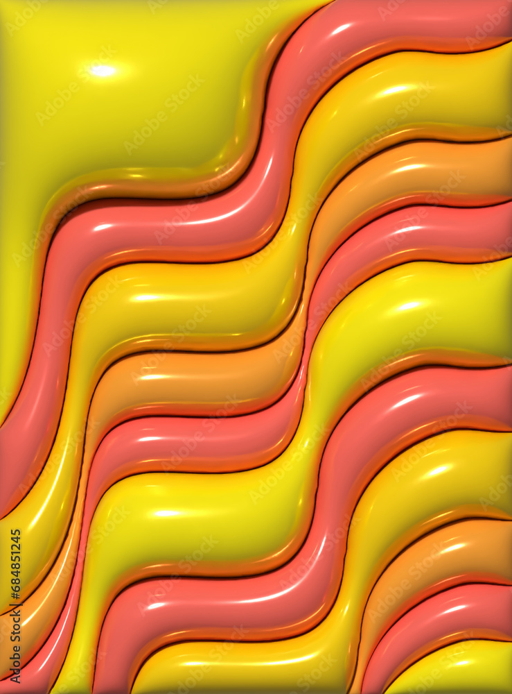 Aufkleber abstract background with various inflated figures, 3d rendering illustration